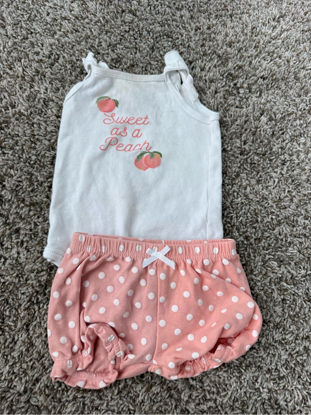 Sweet as a Peach Baby Tank & Polka Dot Bloomers - Pink & White